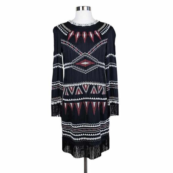 Vanessa Bruno Fringed Embroidered Tunic Dress Size 36/Small - Picture 2 of 8